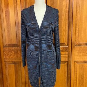 Jones New York Long Line Open Front Space Dye Rayon/Nylon Cardigan Size PS